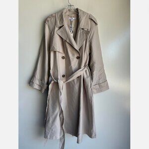 NWT Chico's Trench Coat Jacket Size 2 =US Size Large Taupe